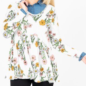 Agnes & Dora Muse Top Long Sleeve Ivory Floral